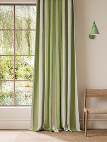 NCEN134810 Central Stripe Pea Green / Kelly Green Central Checks & Stripes Fabric by Scion