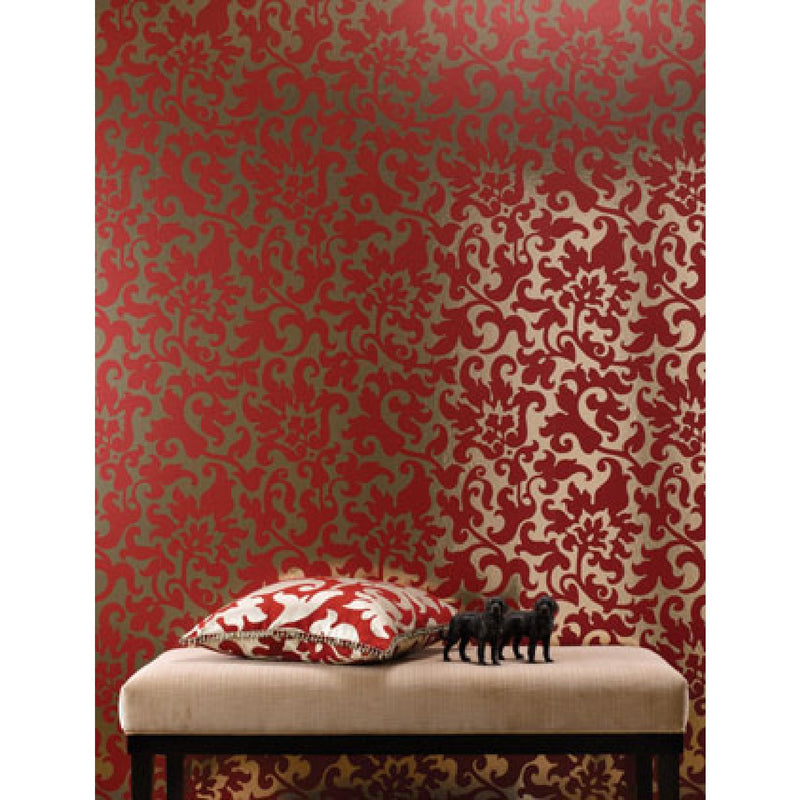 Nina Campbell Giverny Fougeres Raspberry Pink and Silver Gold - NCW4003/01 Wallpaper