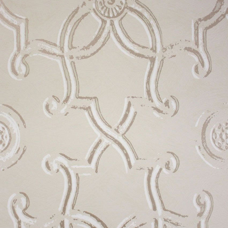 Nina Campbell Giverny Ornella Cream, Gold and White - NCW4006/01 Wallpaper