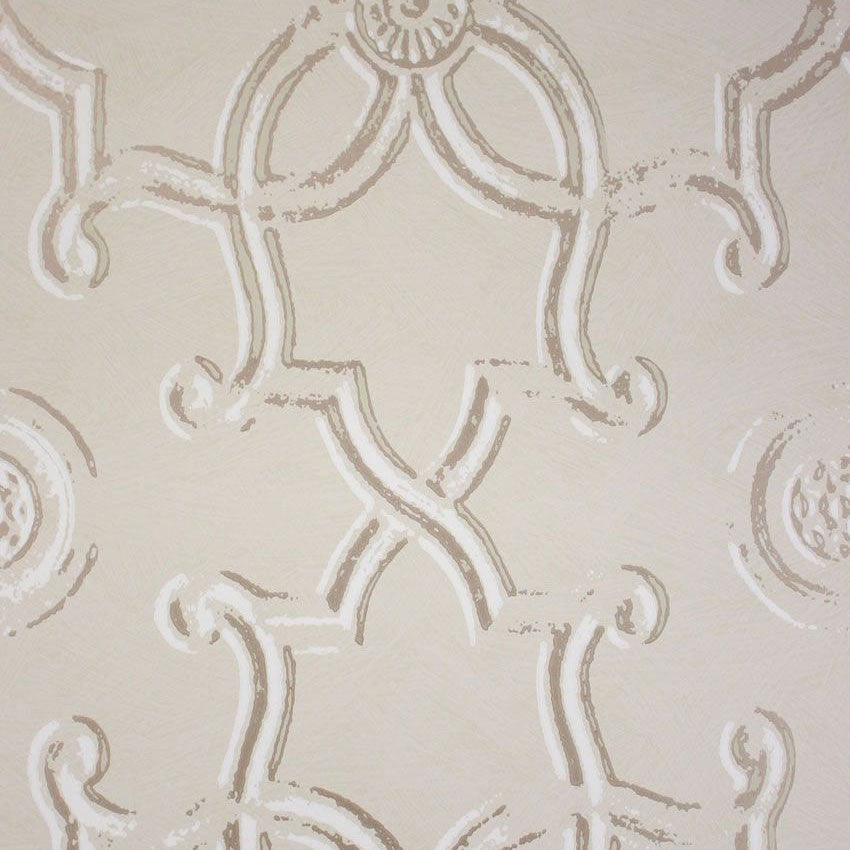 Nina Campbell Giverny Ornella Cream, Gold and White - NCW4006/01 Wallpaper