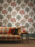 NCW4590-01 Fener Grove Coral / Teal Wallpaper by Nina Campbell
