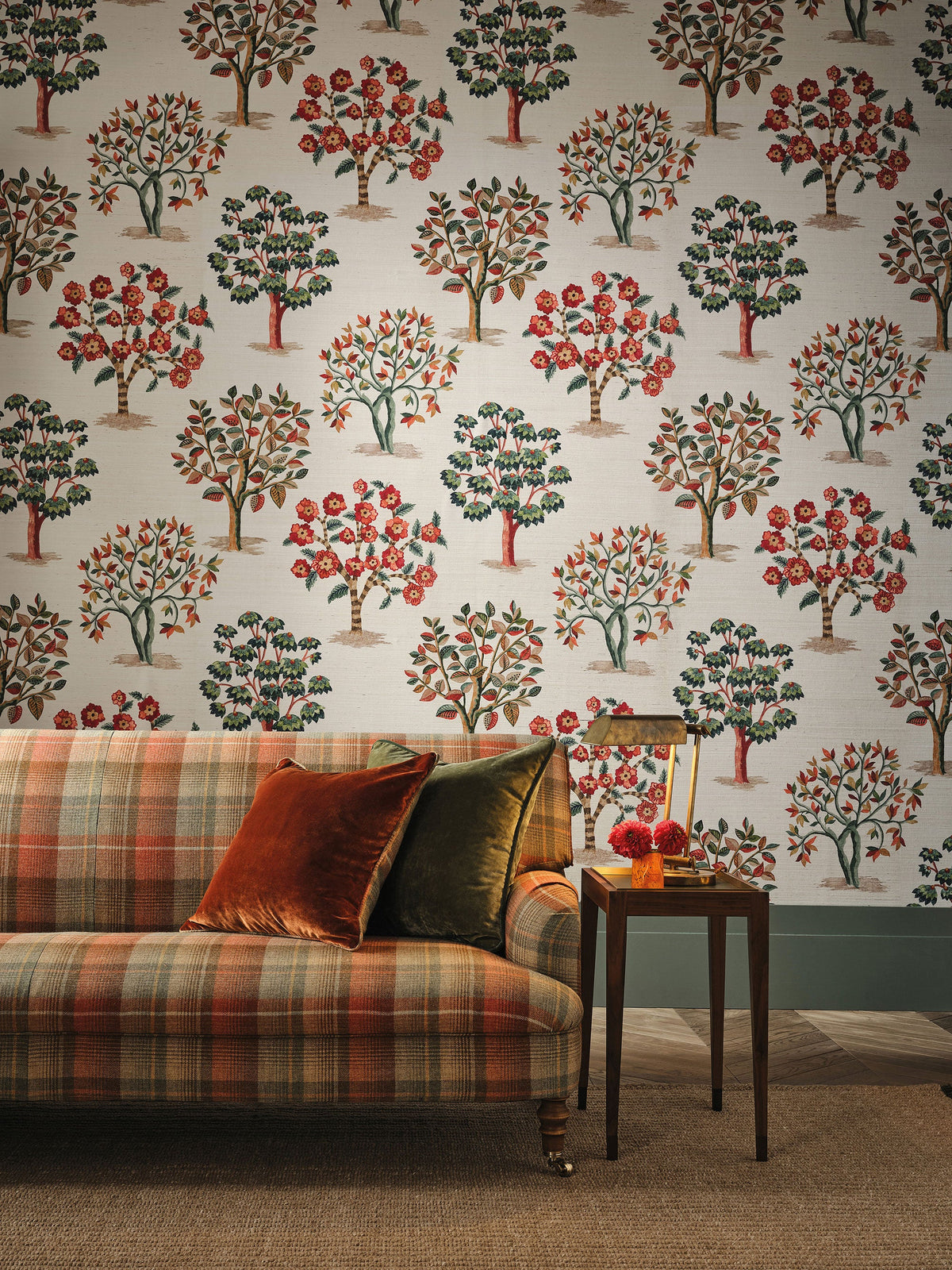 Fener Grove Coral / Teal Honfleur Wallpaper Wallpaper by Nina Campbell