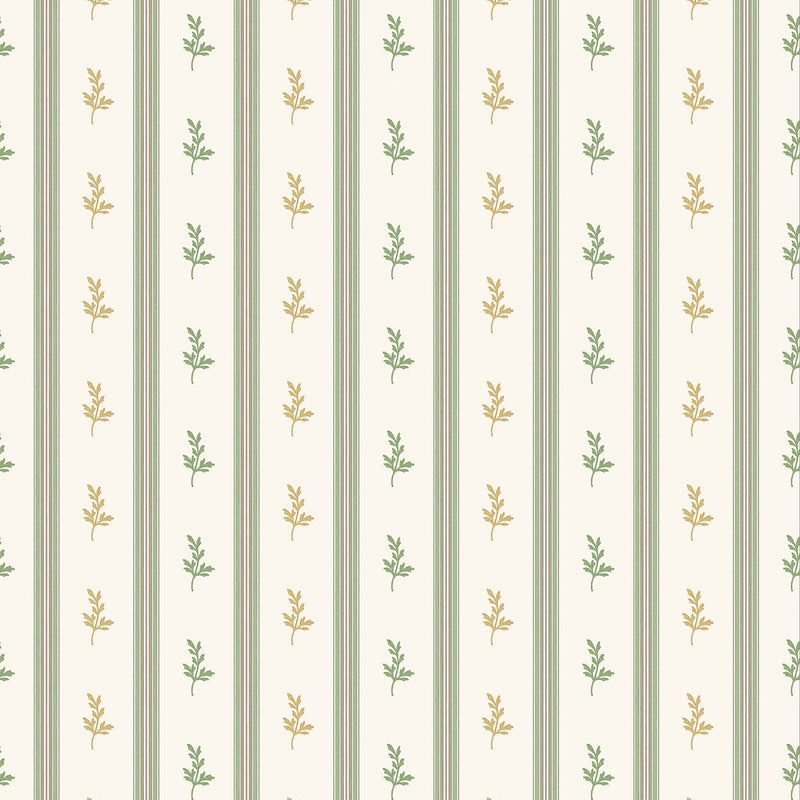 NCW4592-02 Anduze Green / Ochre / Chocolate Wallpaper by Nina Campbell