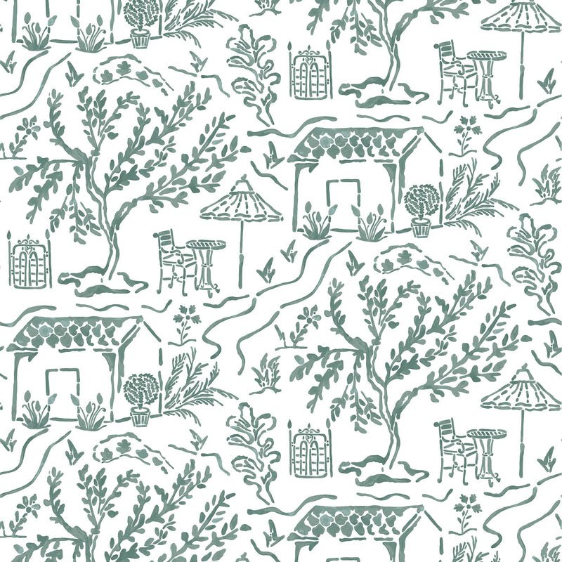 NCW4594-01 La Quintinie Teal Wallpaper by Nina Campbell