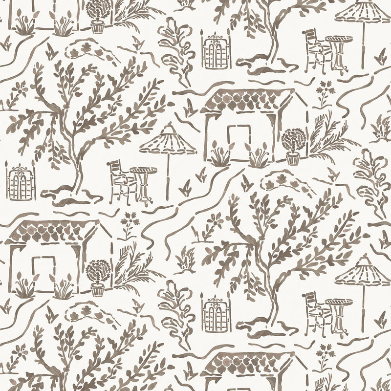 NCW4594-04 La Quintinie Chocolate Wallpaper by Nina Campbell