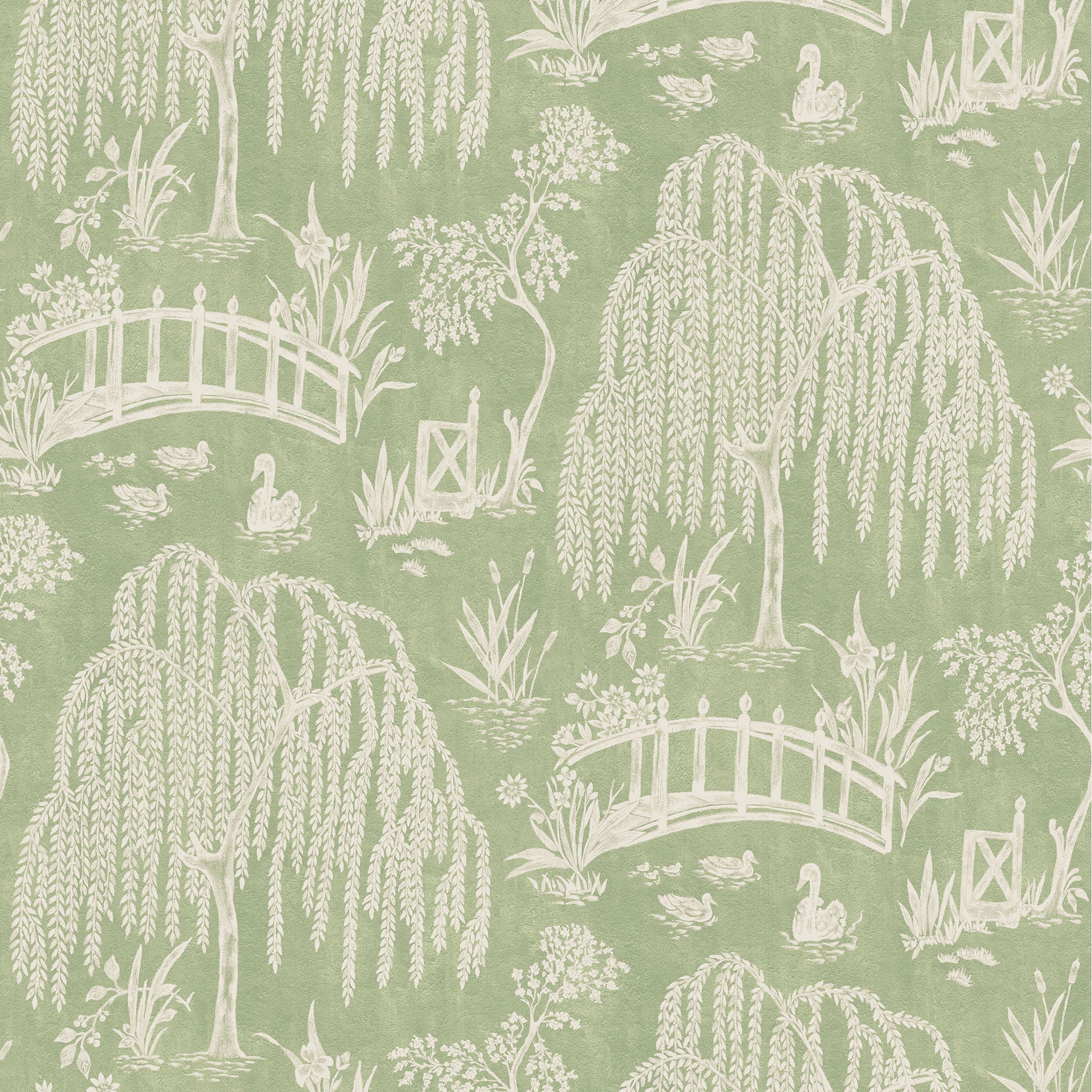 NCW4595-01 Les Saules Green Wallpaper by Nina Campbell