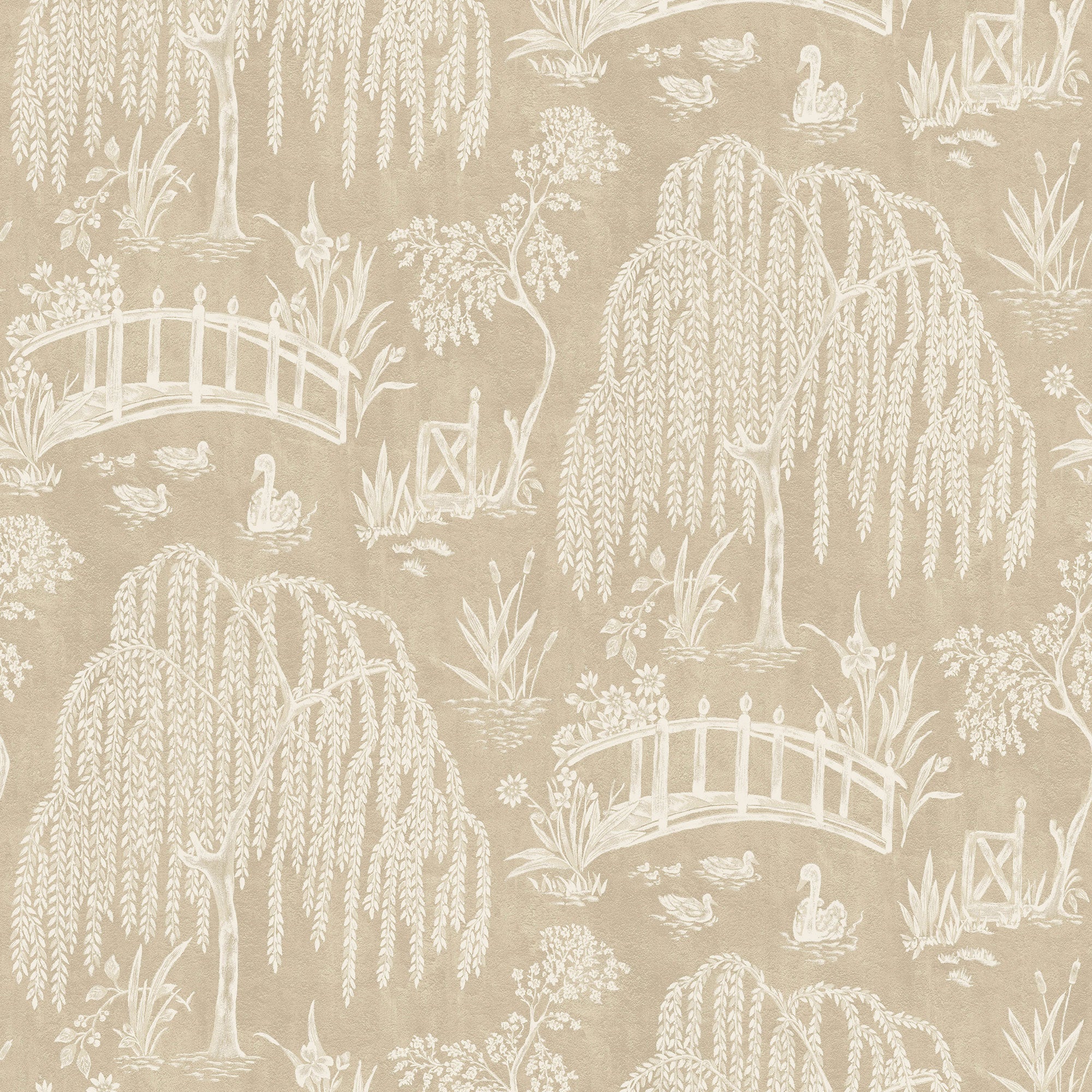 NCW4595-05 Les Saules Beige Wallpaper by Nina Campbell