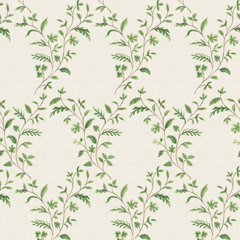 NCW4596-01 Hollingbourne Trellis Green Wallpaper by Nina Campbell