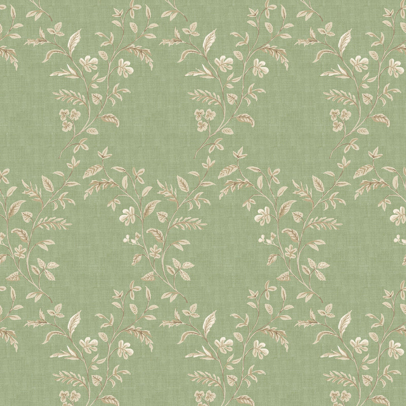 NCW4596-06 Hollingbourne Trellis Olive Wallpaper by Nina Campbell