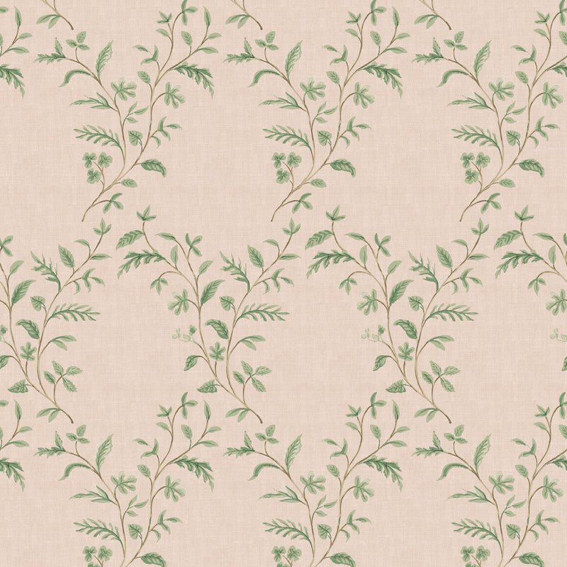 NCW4596-07 Hollingbourne Trellis Pink Wallpaper by Nina Campbell