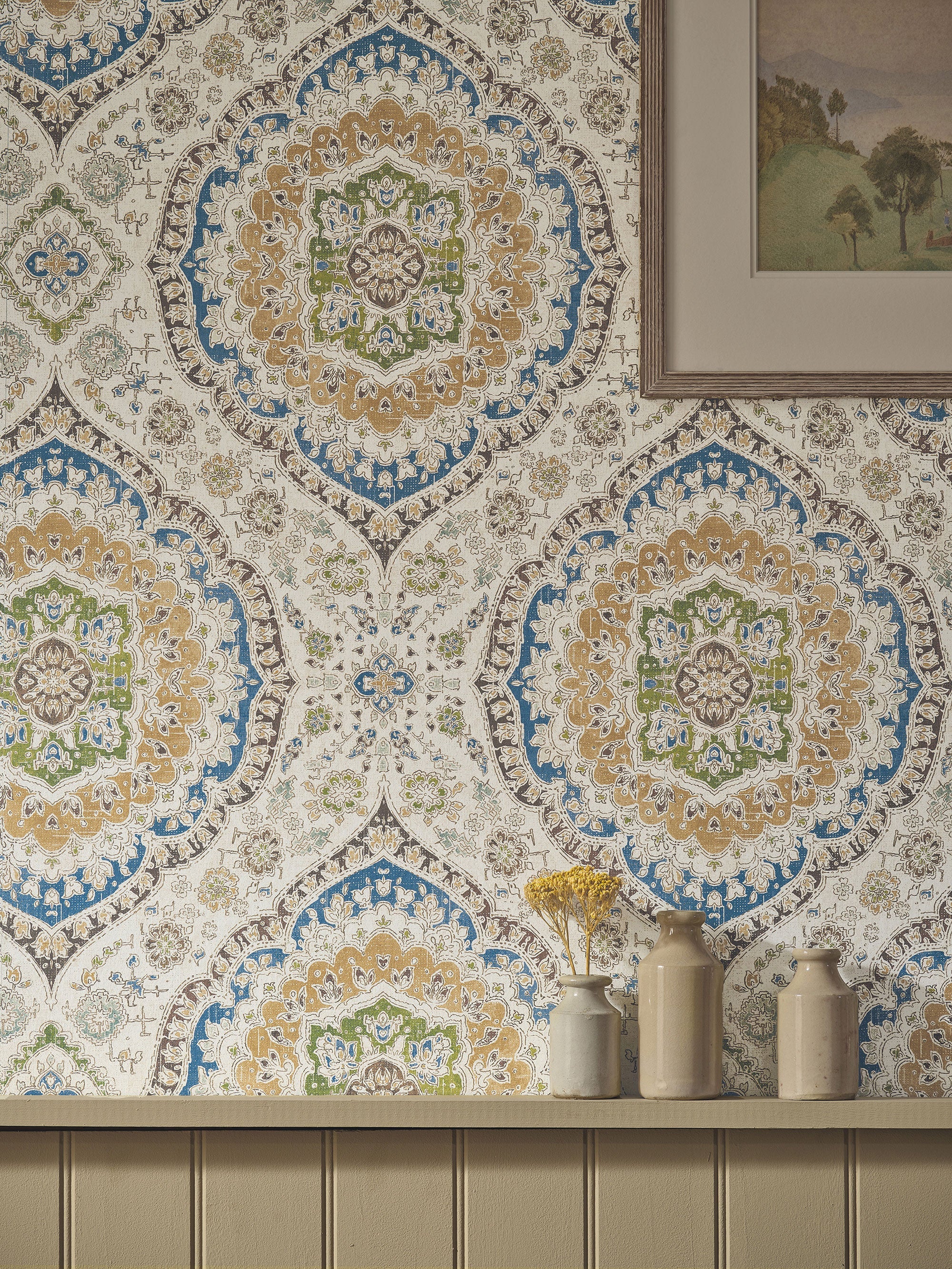 NCW4597-01 Karabali Blue / Green Wallpaper by Nina Campbell