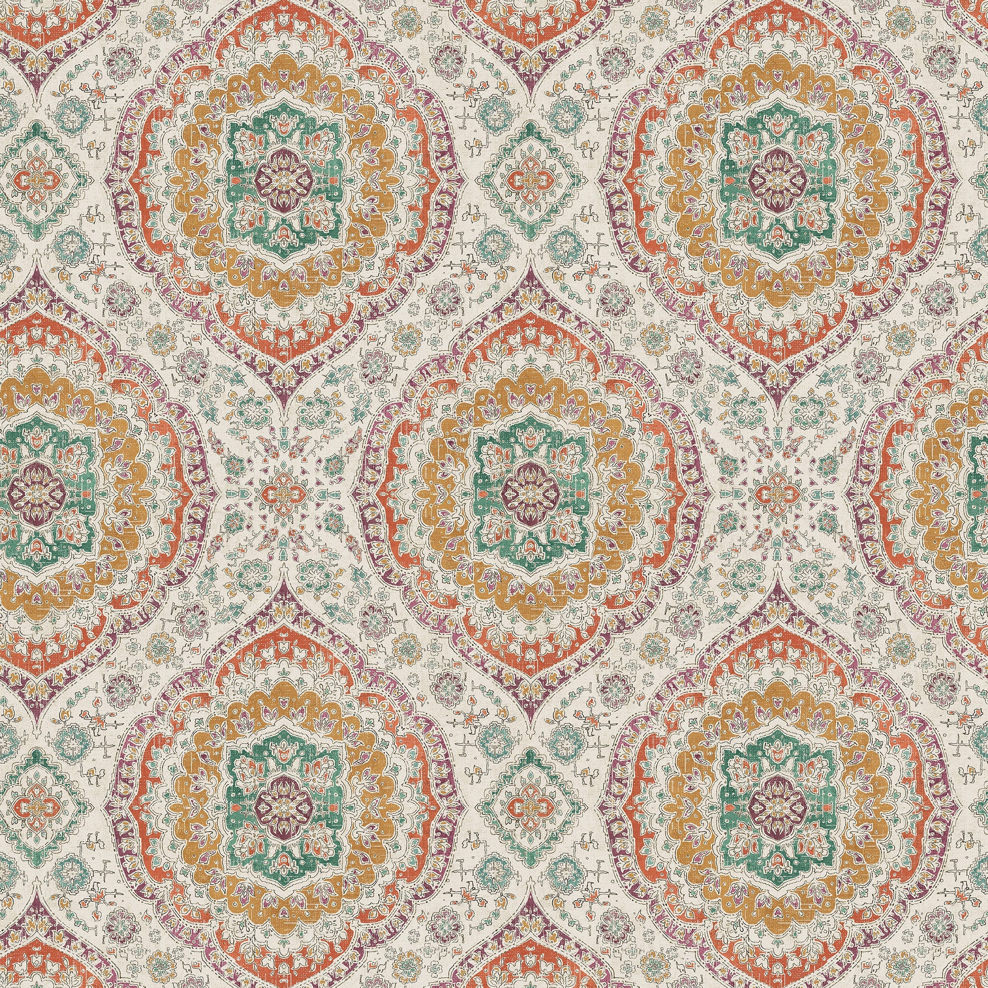 NCW4597-02 Karabali Jade / Amethyst / Amber Wallpaper by Nina Campbell