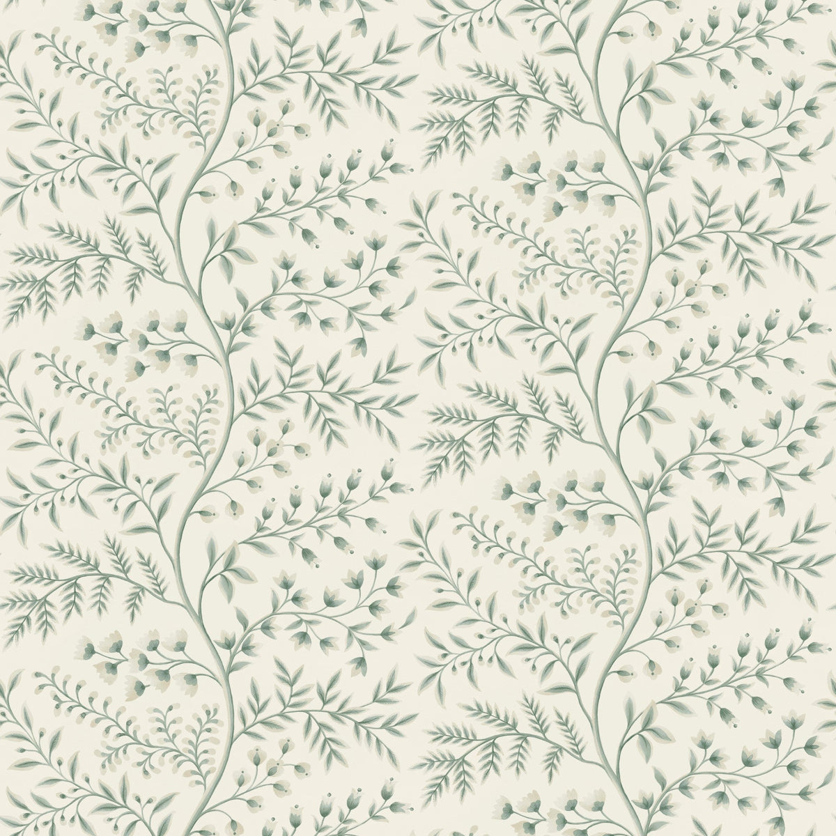 NCW4630-04 Lamballe Aqua / Ivory Dauphine Wallpaper by Nina Campbell - flat