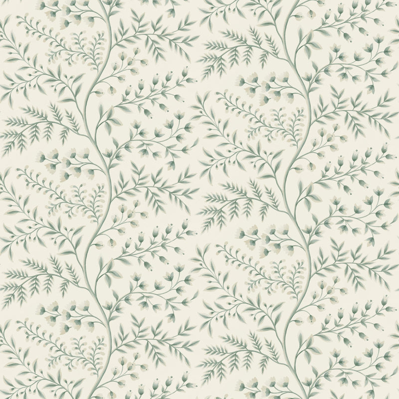 NCW4630-04 Lamballe Aqua / Ivory Dauphine Wallpaper by Nina Campbell - flat