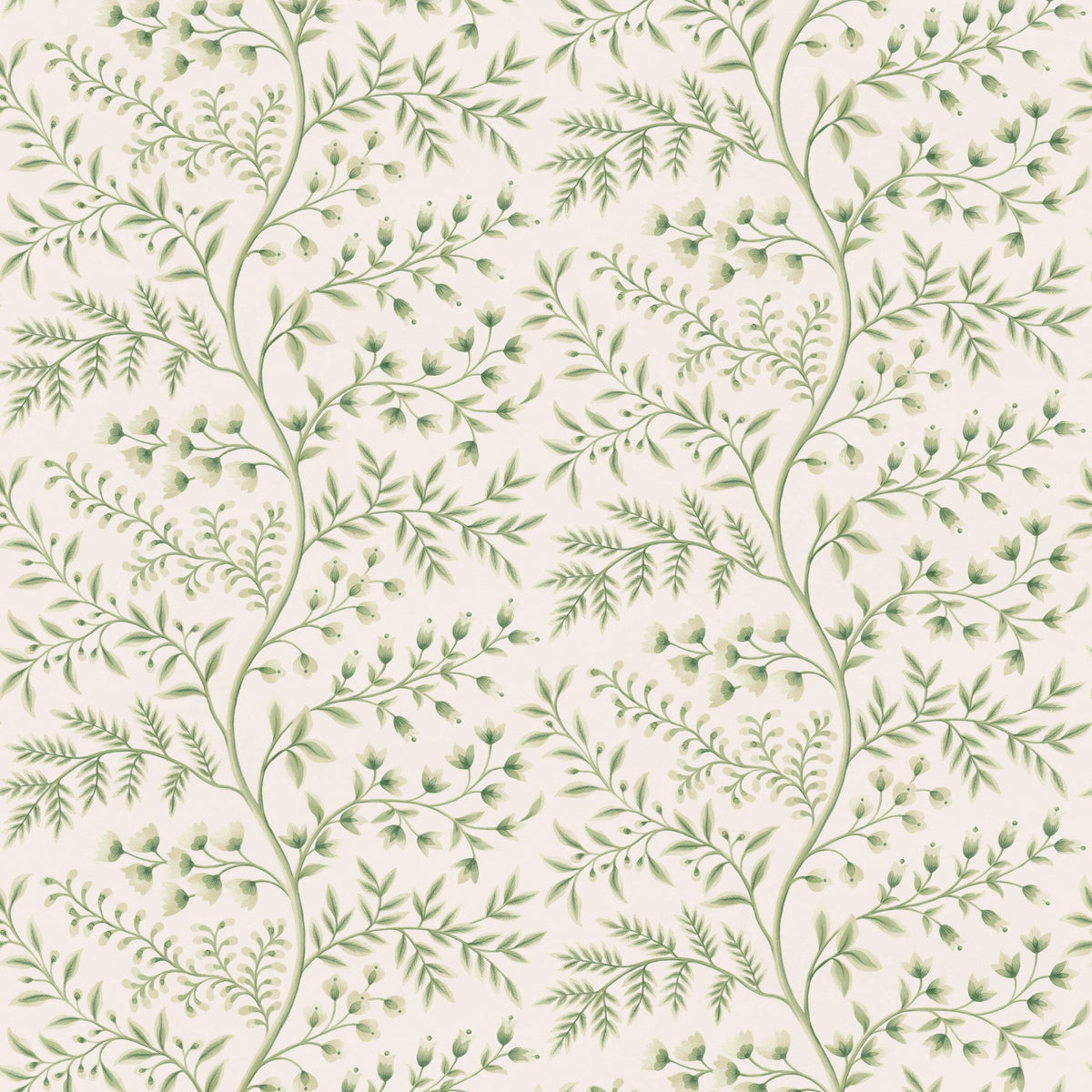 NCW4630-05 Lamballe Green / Ivory Dauphine Wallpaper by Nina Campbell - flat