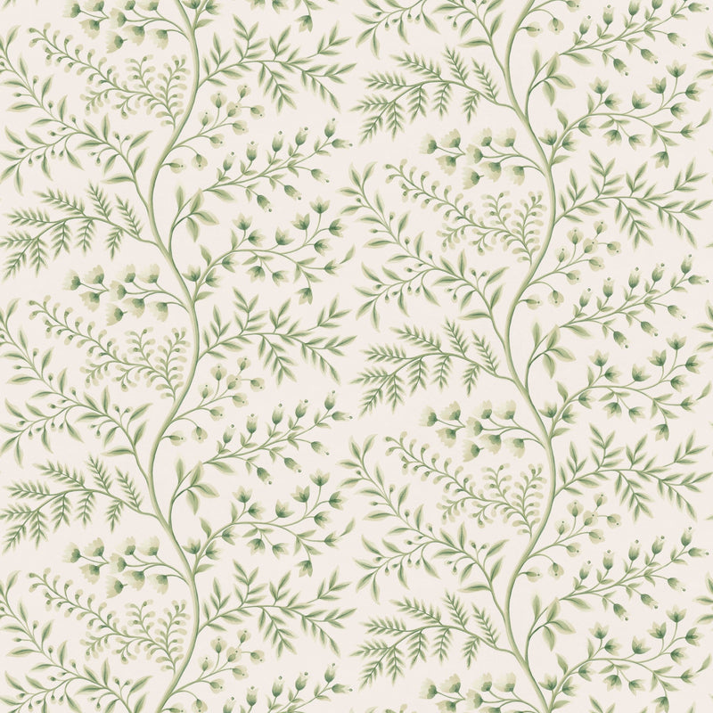NCW4630-05 Lamballe Green / Ivory Dauphine Wallpaper by Nina Campbell - flat