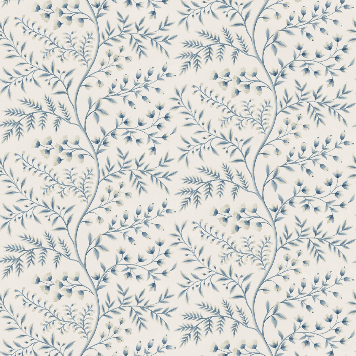 NCW4630-06 Lamballe Blue / Ivory Dauphine Wallpaper by Nina Campbell - flat