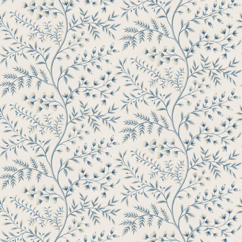 NCW4630-06 Lamballe Blue / Ivory Dauphine Wallpaper by Nina Campbell - flat