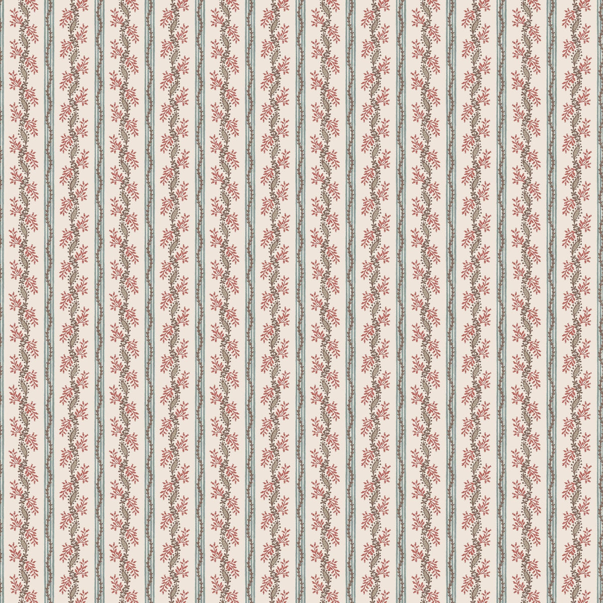 NCW4631-01 Odile Duck Egg / Red Dauphine Wallpaper by Nina Campbell - flat