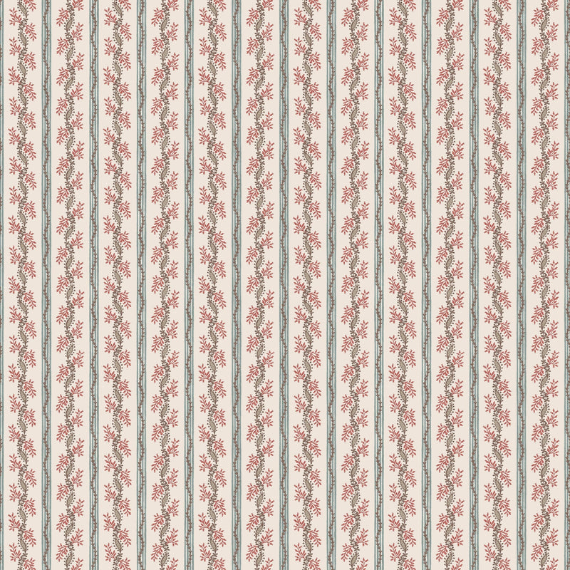 NCW4631-01 Odile Duck Egg / Red Dauphine Wallpaper by Nina Campbell - flat