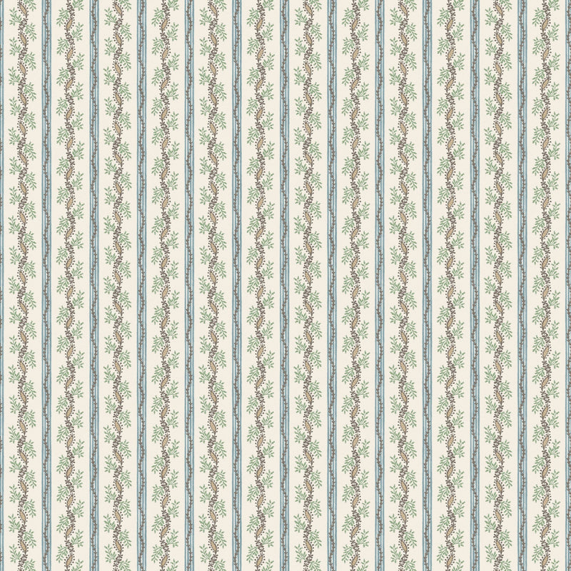 NCW4631-03 Odile Blue / Green Dauphine Wallpaper by Nina Campbell - flat