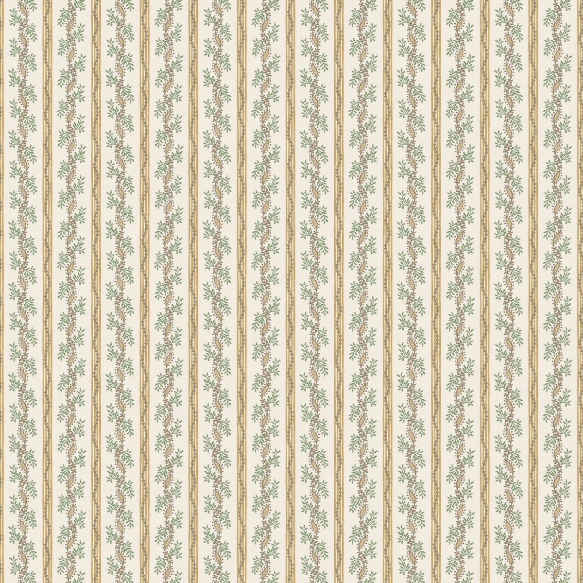 NCW4631-04 Odile Ochre / Sage Dauphine Wallpaper by Nina Campbell - flat