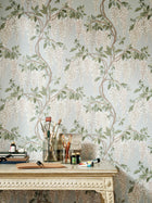 NCW4632-01 Wisteria Walk Aqua / Green Dauphine Wallpaper by Nina Campbell - room