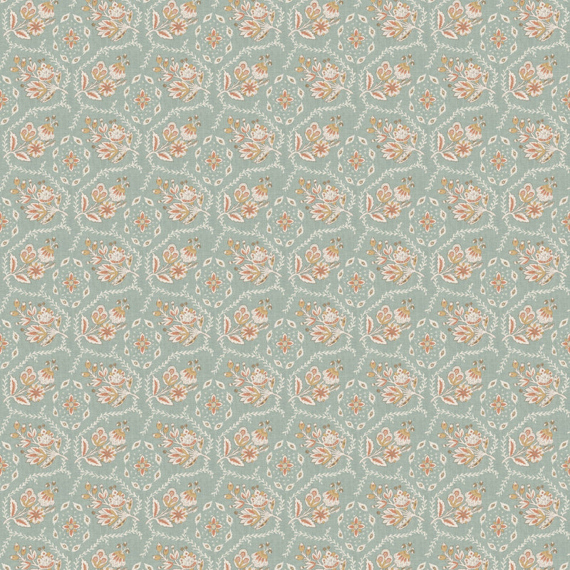 NCW4633-01 Pagelle Aqua Dauphine Wallpaper by Nina Campbell - flat