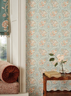 NCW4633-01 Pagelle Aqua Dauphine Wallpaper by Nina Campbell - room