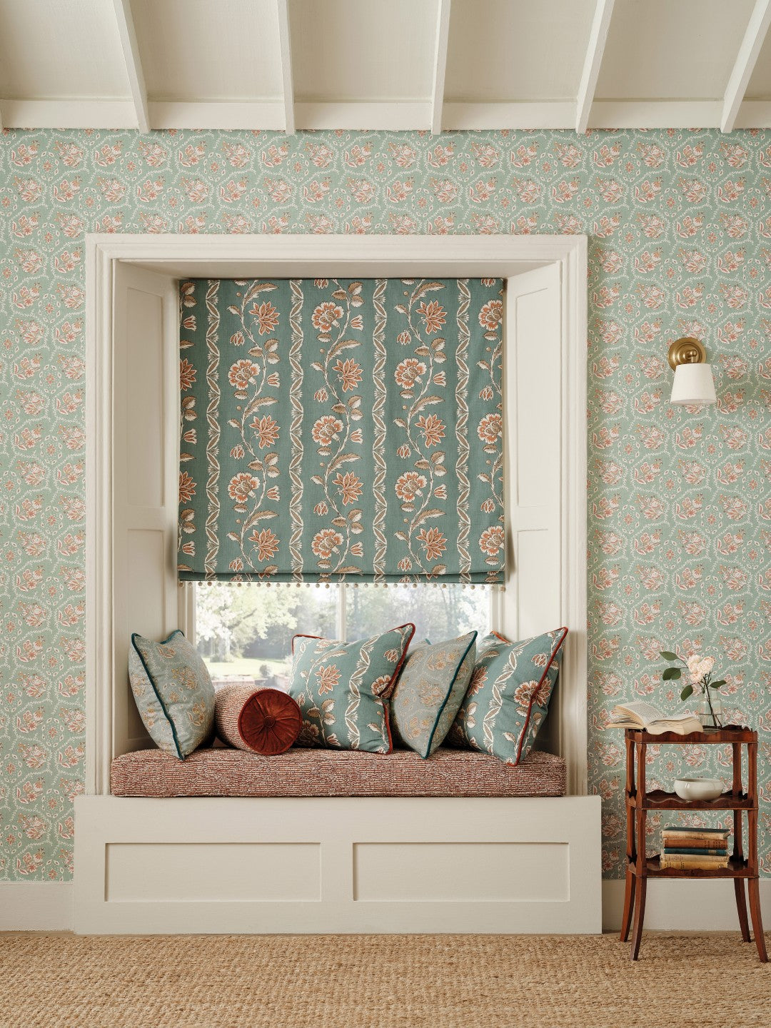 NCW4633-01 Pagelle Aqua Dauphine Wallpaper by Nina Campbell - room
