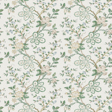 NCW4634-01 Genevieve Green / Blue / Ivory Dauphine Wallpaper by Nina Campbell - flat