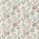 Genevieve Teal / Coral / Ivory Dauphine Wallpaper by Nina Campbell