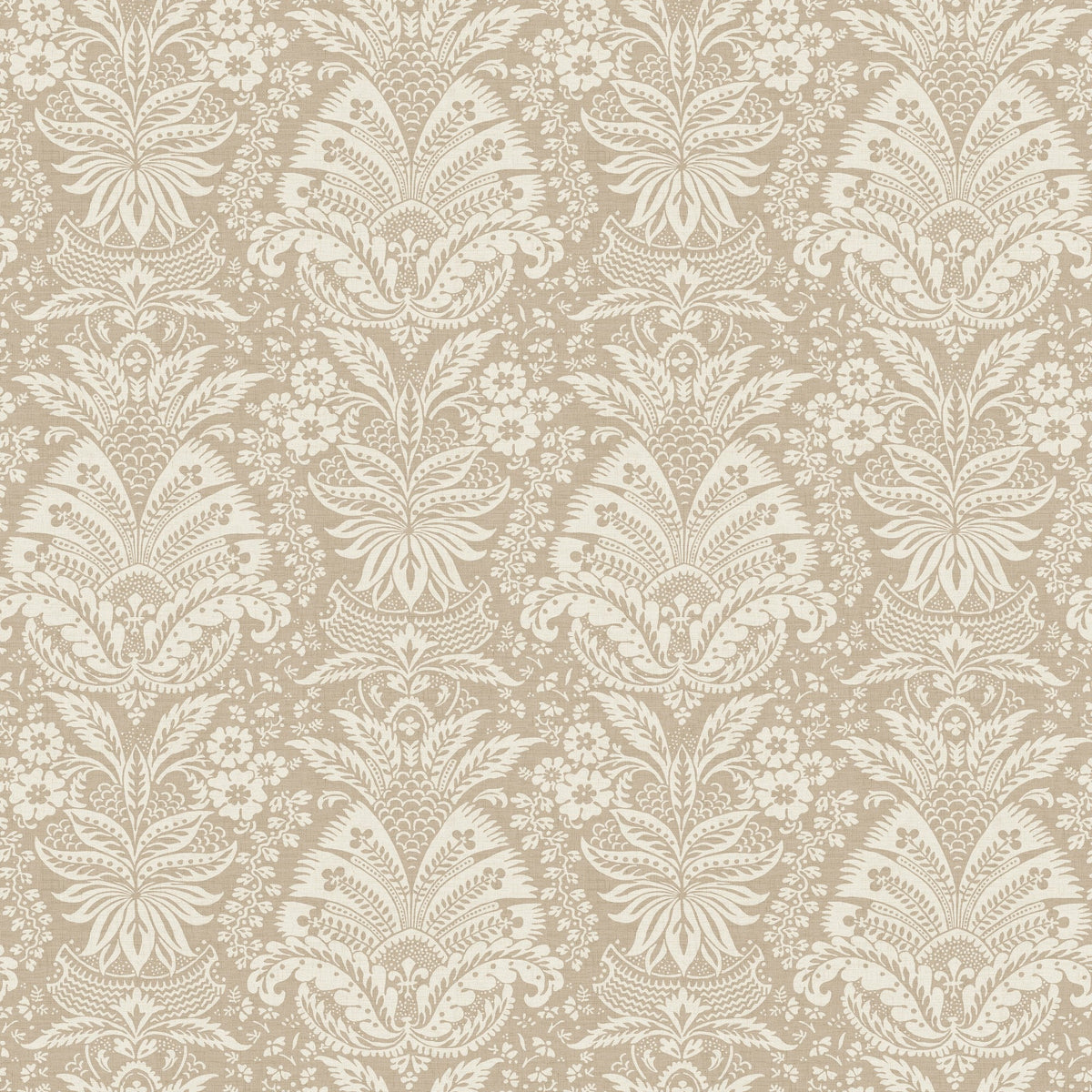 NCW4635-02 Bourton Damask Linen Dauphine Wallpaper by Nina Campbell - flat