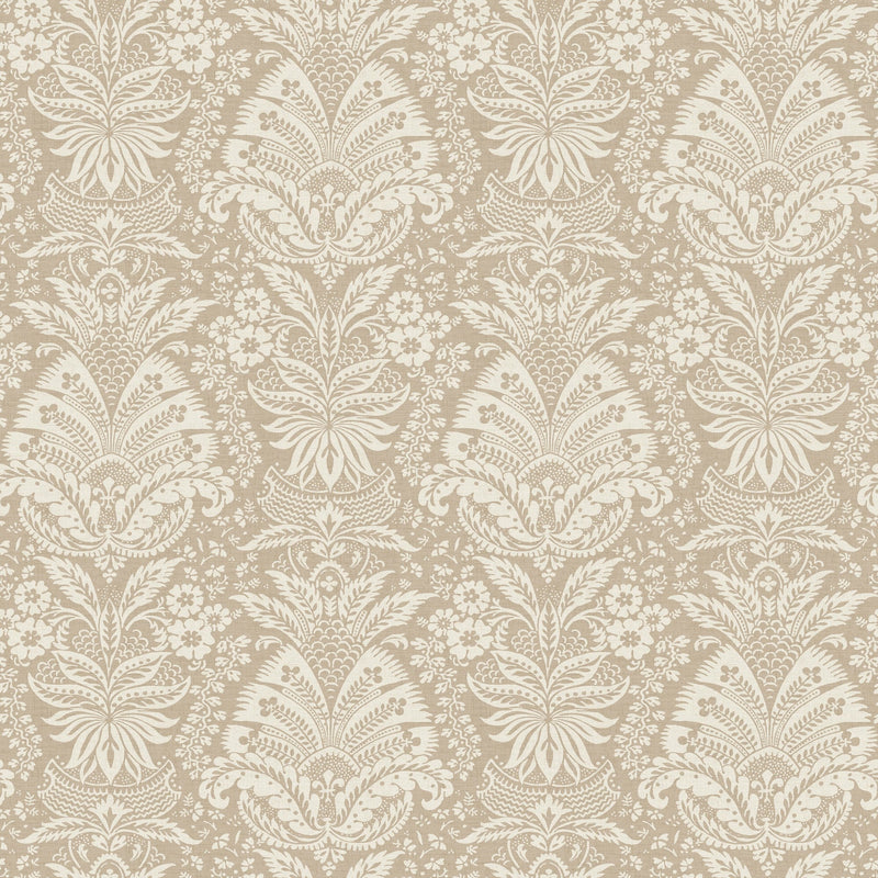 NCW4635-02 Bourton Damask Linen Dauphine Wallpaper by Nina Campbell - flat