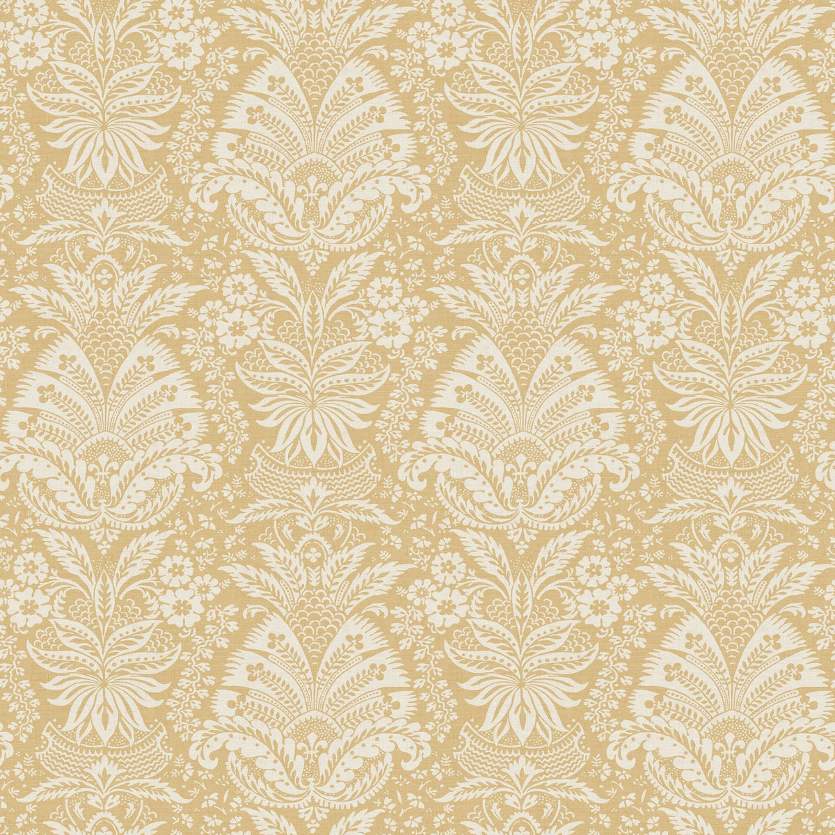 NCW4635-03 Bourton Damask Yellow Dauphine Wallpaper by Nina Campbell - flat