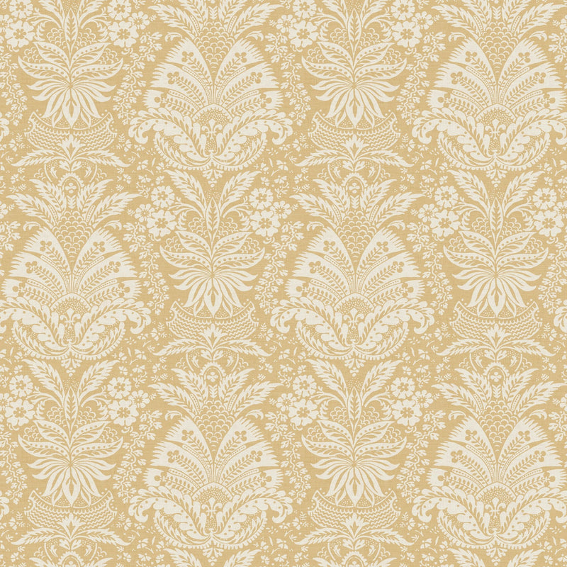 NCW4635-03 Bourton Damask Yellow Dauphine Wallpaper by Nina Campbell - flat