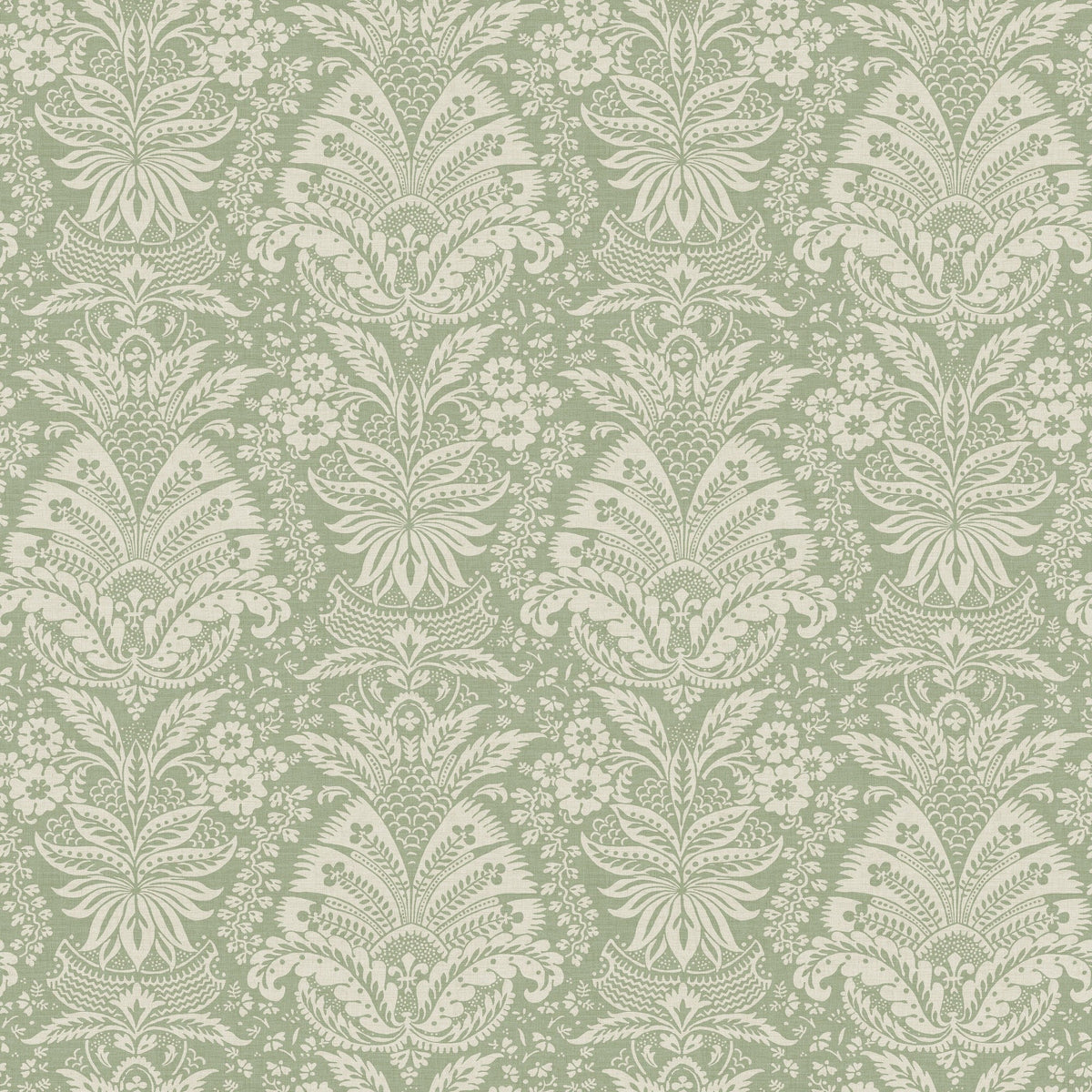 NCW4635-04 Bourton Damask Sage Dauphine Wallpaper by Nina Campbell - flat