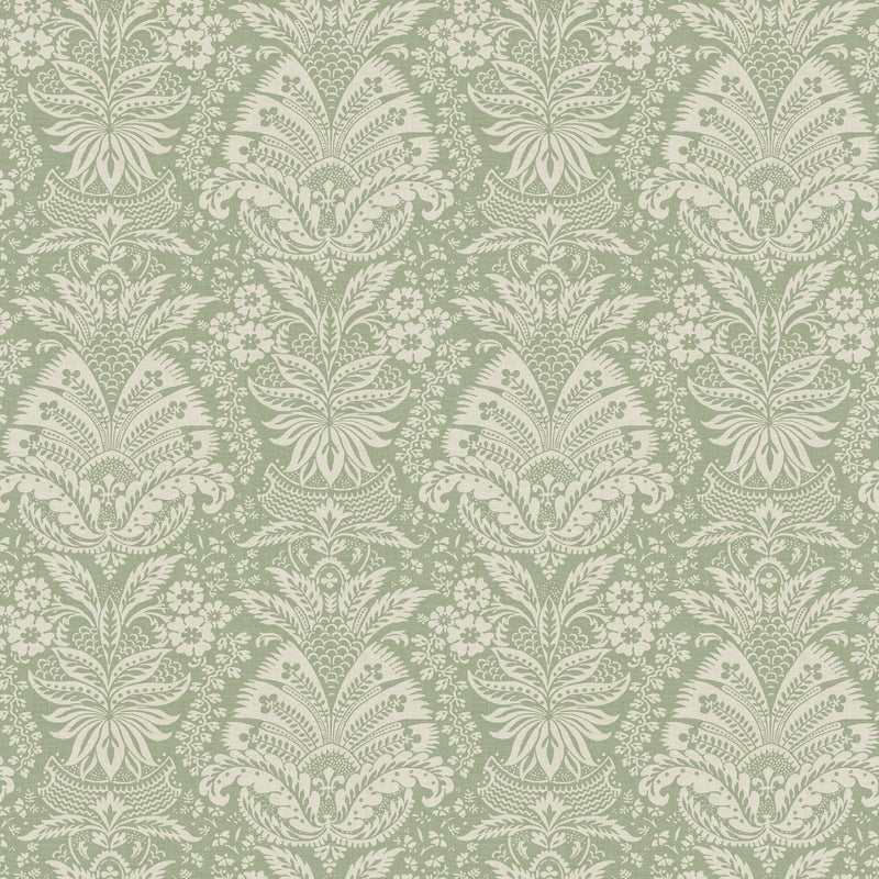 NCW4635-04 Bourton Damask Sage Dauphine Wallpaper by Nina Campbell - flat