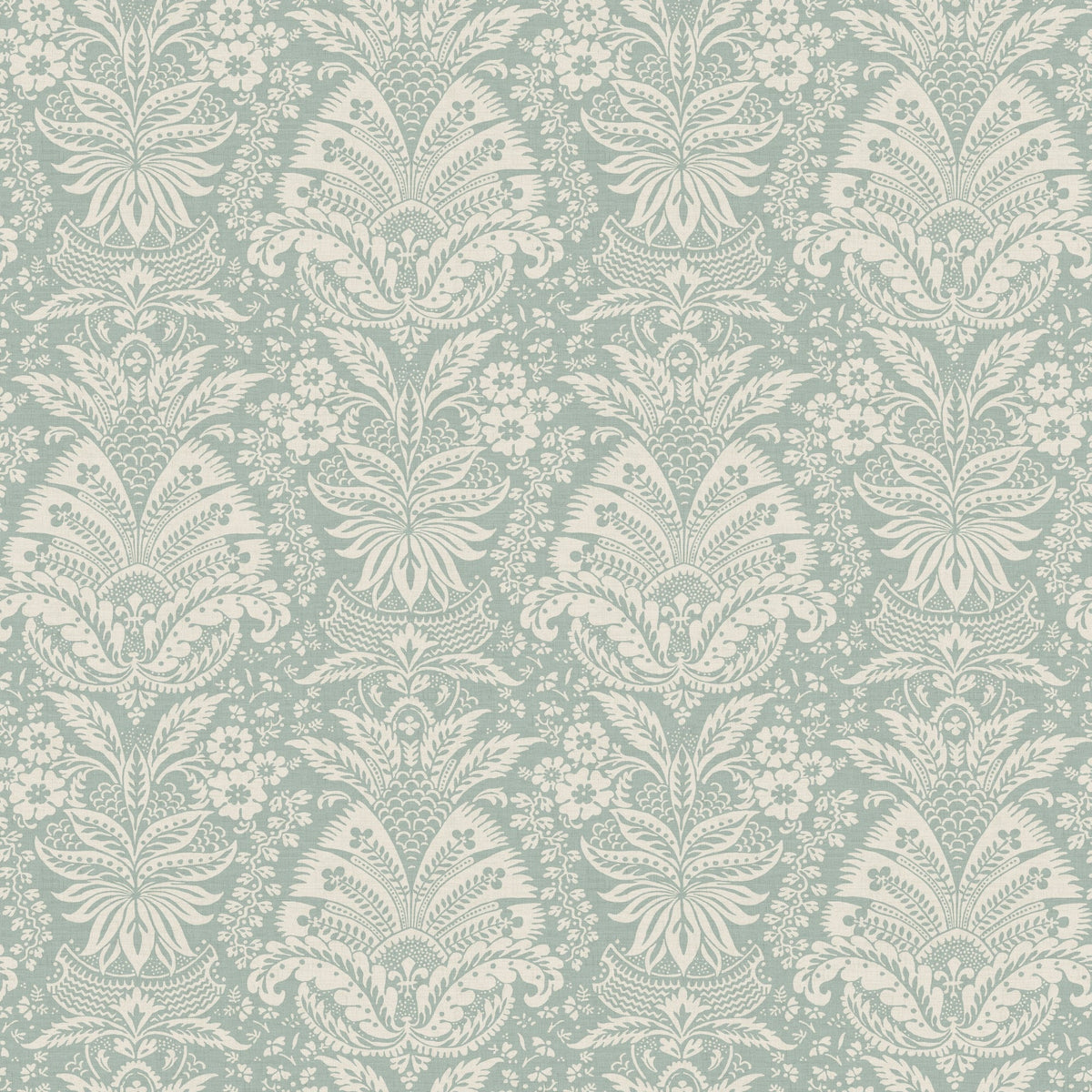 NCW4635-05 Bourton Damask Aqua Dauphine Wallpaper by Nina Campbell - flat