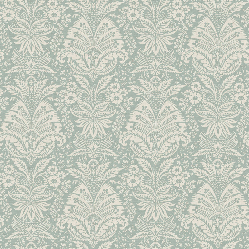 NCW4635-05 Bourton Damask Aqua Dauphine Wallpaper by Nina Campbell - flat