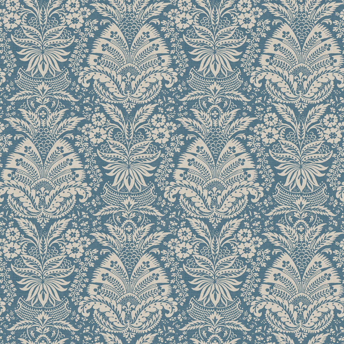 NCW4635-06 Bourton Damask Blue Dauphine Wallpaper by Nina Campbell - flat