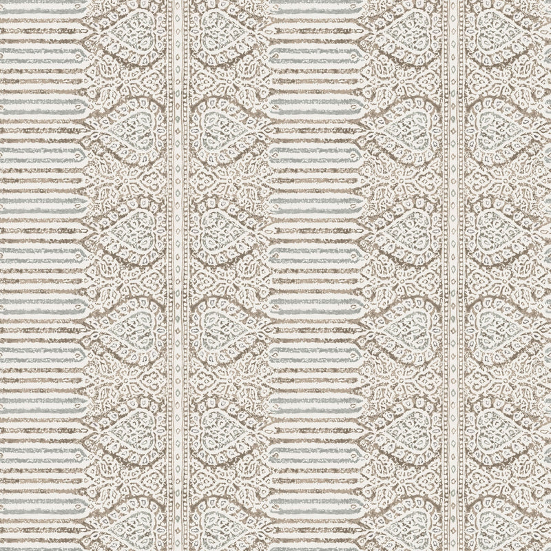 NCW4636-02 Nicolet Beige / Duck Egg Dauphine Wallpaper by Nina Campbell - flat
