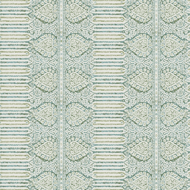 NCW4636-03 Nicolet Teal / Green Dauphine Wallpaper by Nina Campbell - flat