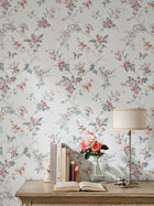 NCW4637-01 Boscobel Duck Egg / Teal / Pink Dauphine Wallpaper by Nina Campbell - room
