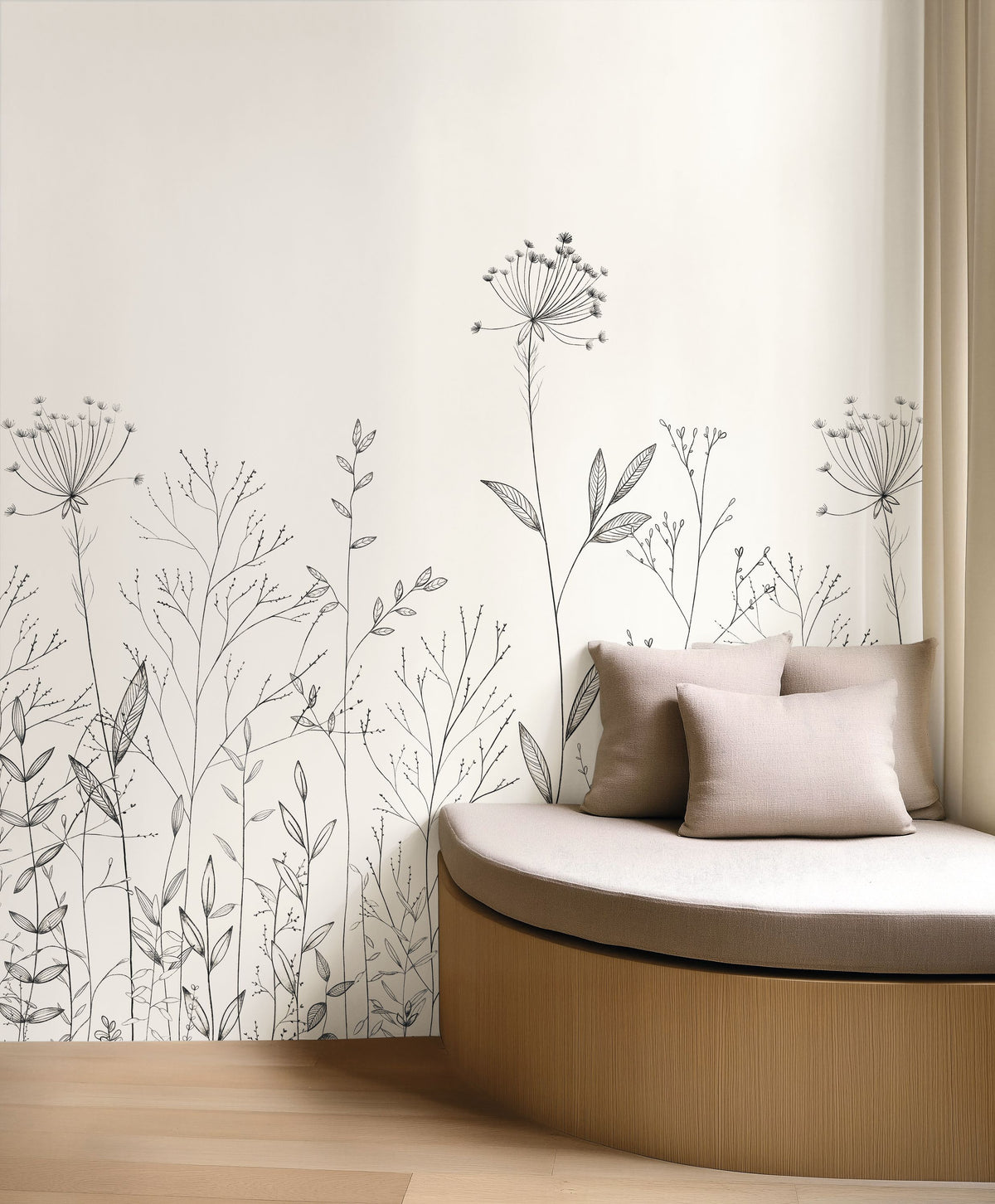 Field Line Medium Noir Et Blanc Moonlight 3 Mural by Caselio