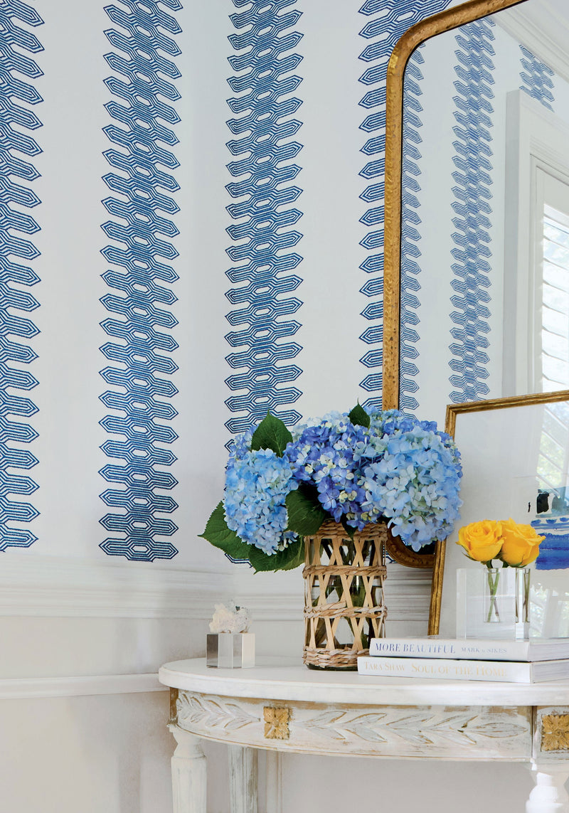 T20811 Nola Stripe Aqua Eden Wallpaper by Thibaut