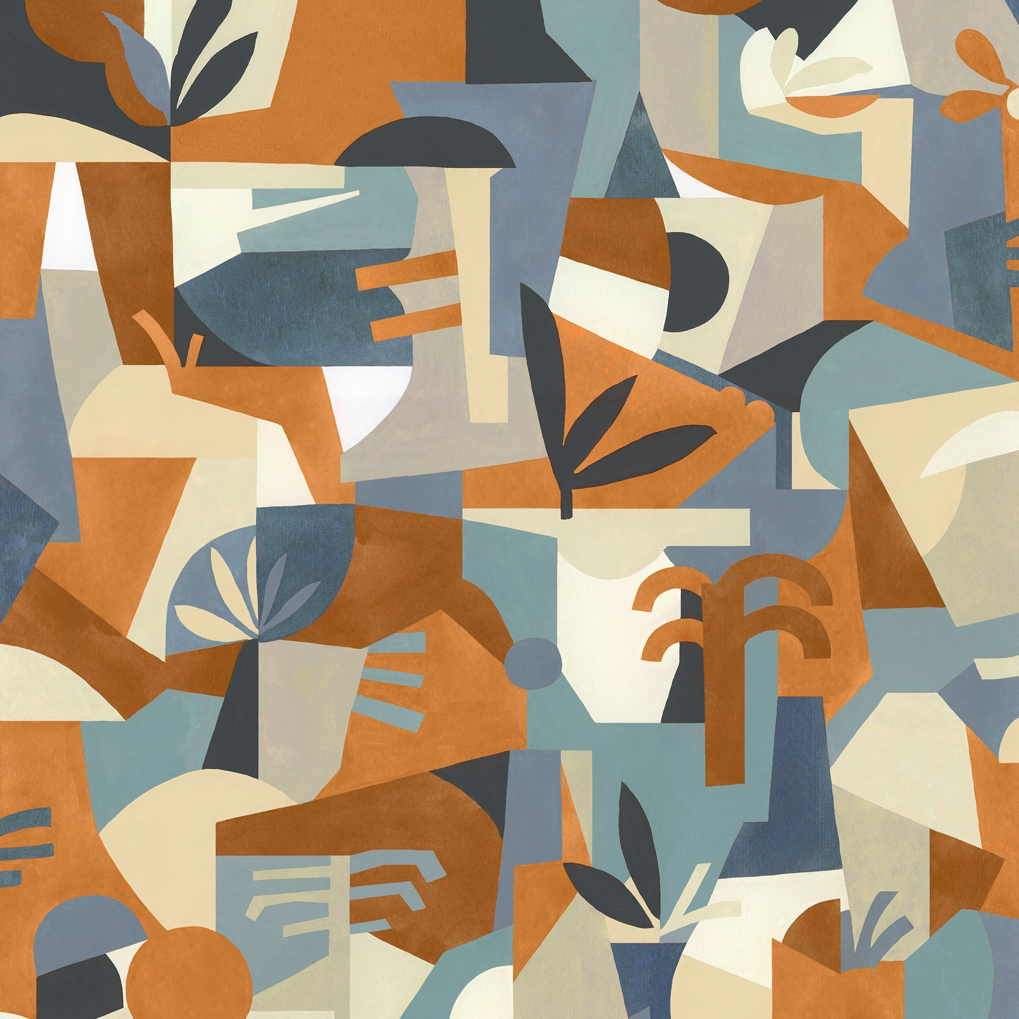 Tahiti Expression Blue New Primitivism Wallpaper by Tres Tintas