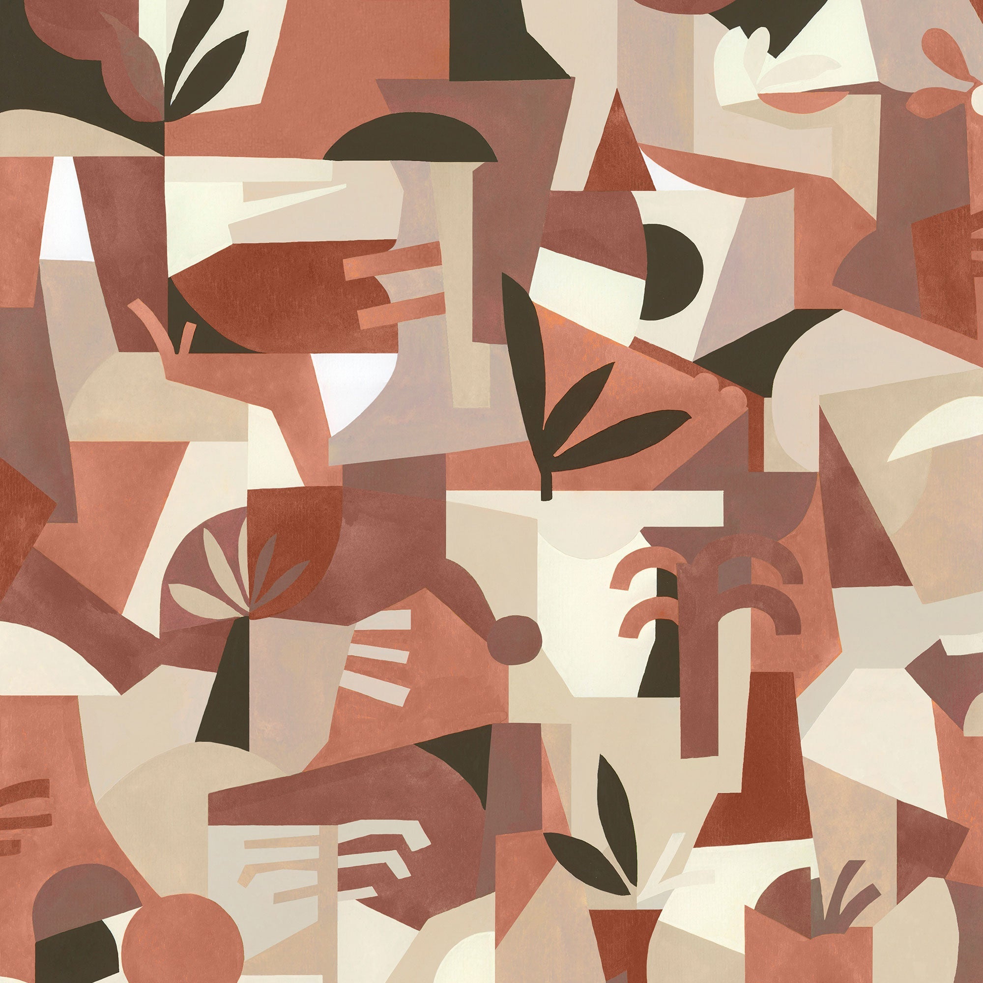 Tahiti Expression Red New Primitivism Wallpaper by Tres Tintas
