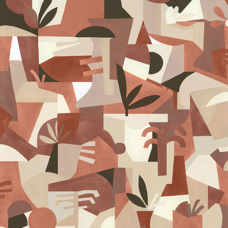 Tahiti Expression Red New Primitivism Wallpaper by Tres Tintas
