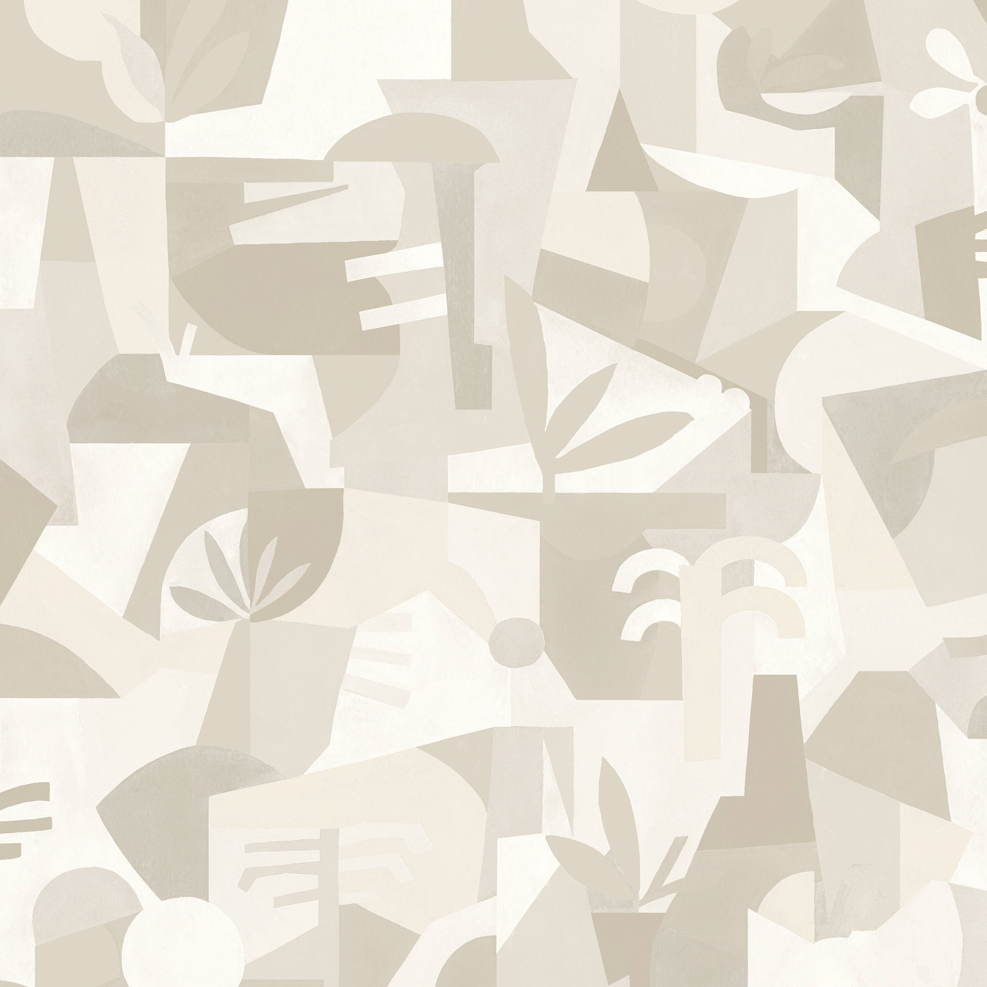 Tahiti Expression White New Primitivism Wallpaper by Tres Tintas